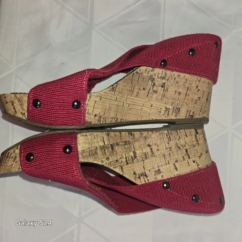 Esprit Women's Cork Wedge Sandals, Size 7.5 M Raspberry Pink - Picture 11 of 15